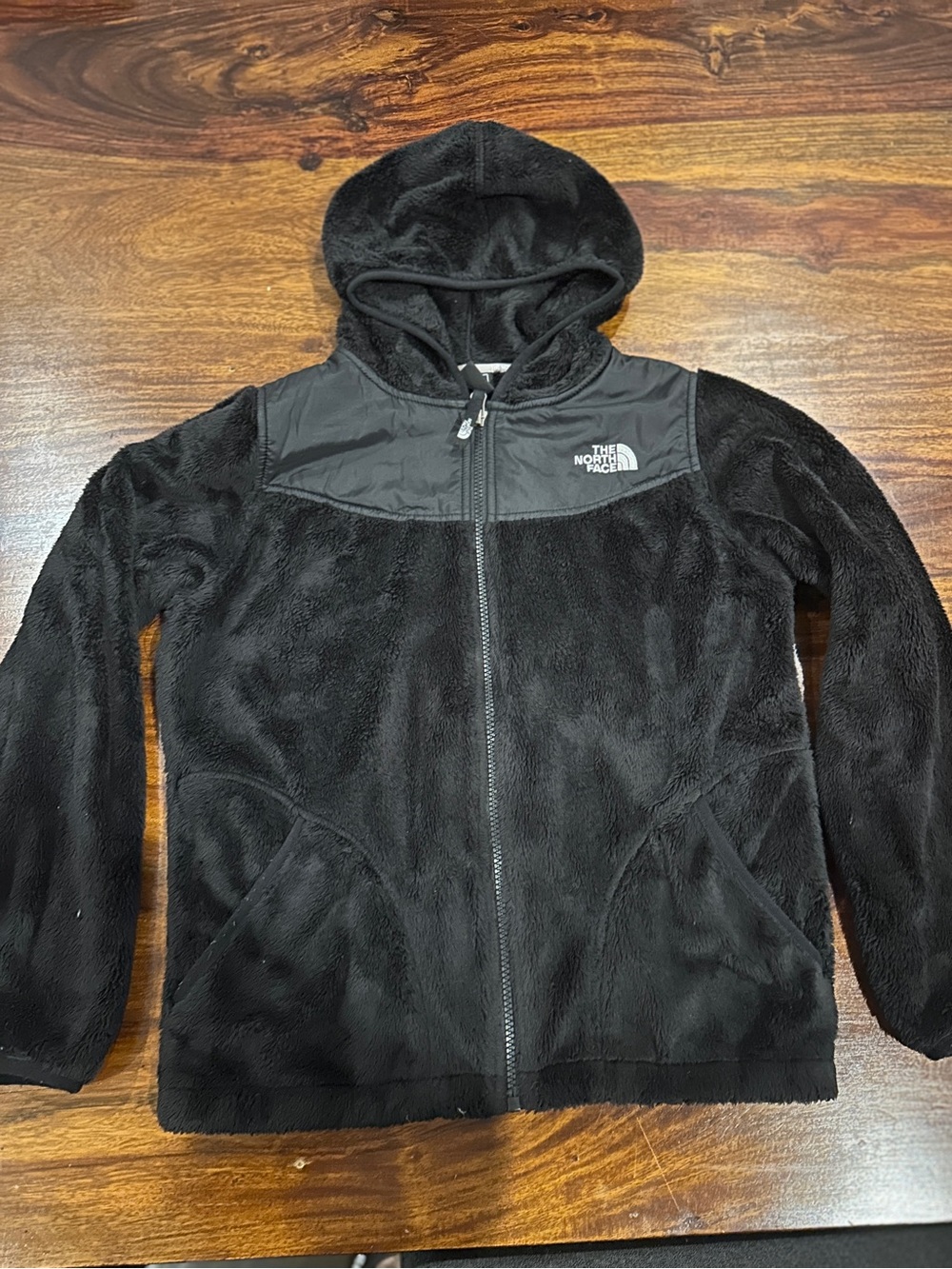 The North Face Girls Black Plush Fleece Hooded Jacket Size 14/16